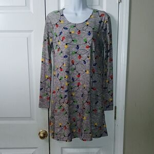 Riley & James gray christmas light dress tunic dress festive holiday  Sz S NWOT